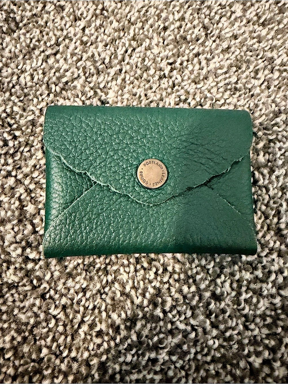Portland Leather Goods Envelope Card Wallet Green